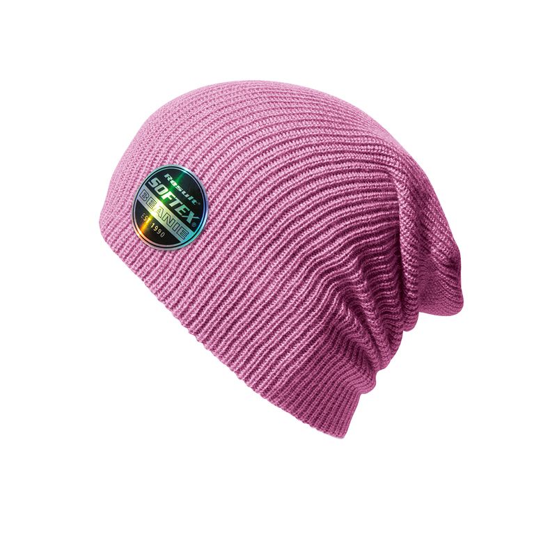 Result Core Unisex Adult Soft Beanie  Ribbon Pink